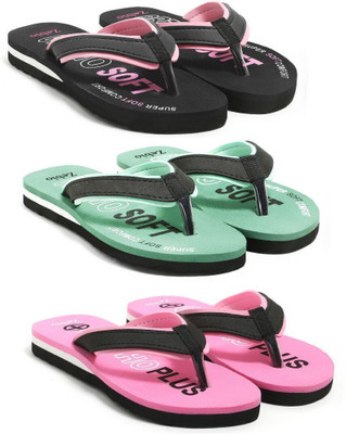 zebio Women Slippers(Pink, Black, Green , 5)