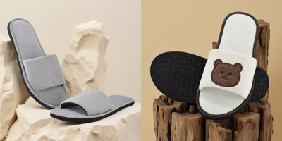 Y key Women Flip Flops(Grey, Off White , 5)