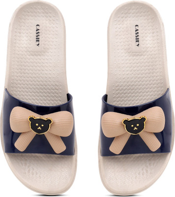 Cassiey Women Slides(Navy, Brown , 4)