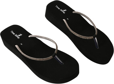 Time Jump Women Flip Flops(Grey , 5)
