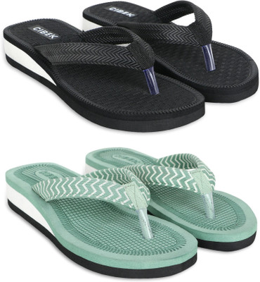 CIBEK Women Doctor step with cibek comfortable extra soft daily wear women slipper pack of 2 Flip Flops(Multicolor , 7)