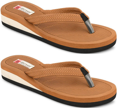 kishu Women Flip Flops(Brown, Brown , 7)