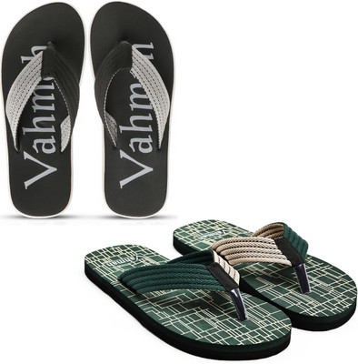 VAHMAH Men Slippers(Grey, Green , 7)