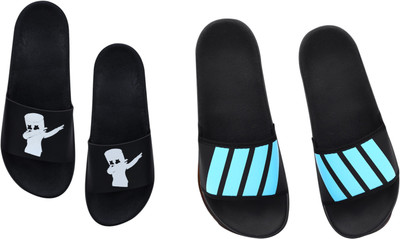 Digimahadev Men Flip Flops(Blue, White , 10)