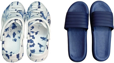 BLIBBERS Men Slides(Multicolor, Blue , 9)
