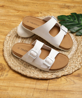 TRUFFLE COLLECTION Women Slides(White , 3)