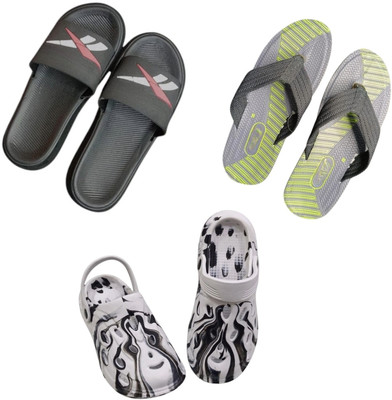 BLIBBERS Men Slippers(Black, Grey, Off White , 8)