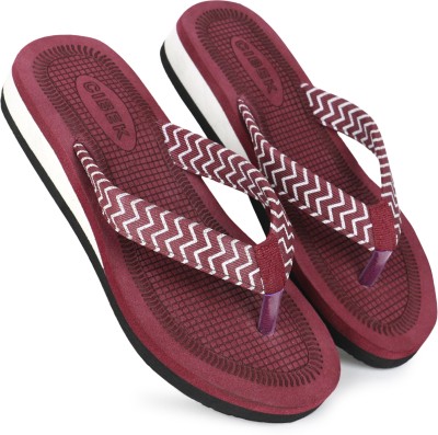 CIBEK Women Flip Flops(Maroon , 6)