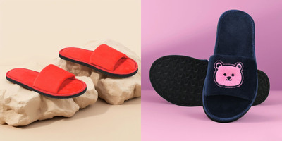 Y key Women Flip Flops(Red, Navy , 8)