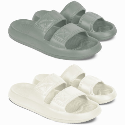 TieFit Men Stylish & Comfortable Breathable Slide Combo For Men Slides(Off White, Grey , 8)
