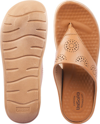 Unisoft Women Flip Flops(Beige , 7)
