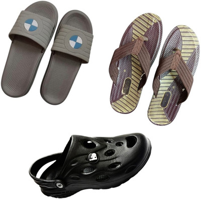 BLIBBERS Men Slippers(Grey, Brown, Black , 6)