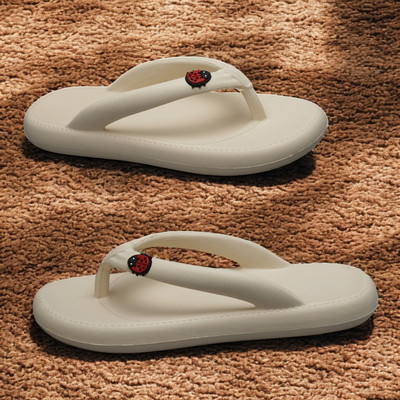 Free Kicks Women Slippers(Off White , 6)