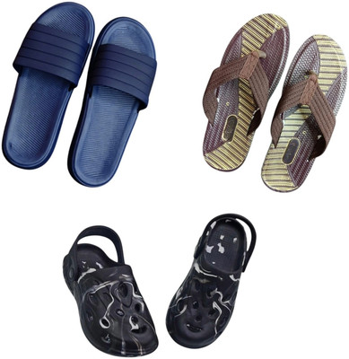 BLIBBERS Men Slippers(Blue, Brown, Black , 9)