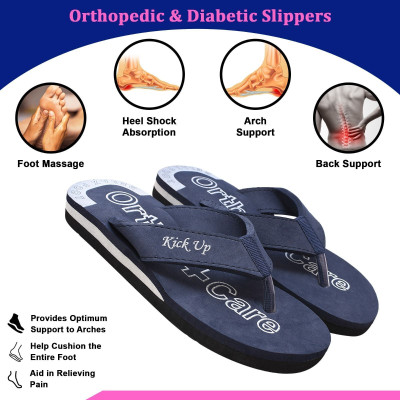 Kick up Men Ultralightweight|Premiun|Comfort|All Seasons,Ortho Slippers(Navy , 10)