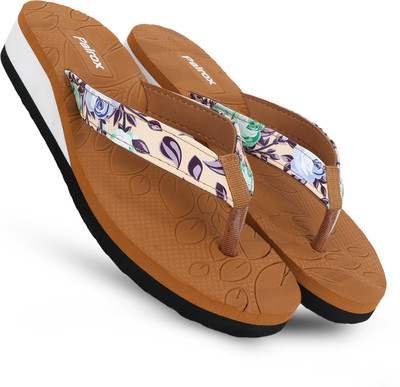 Pairox Women Flip Flops(Tan , 7)