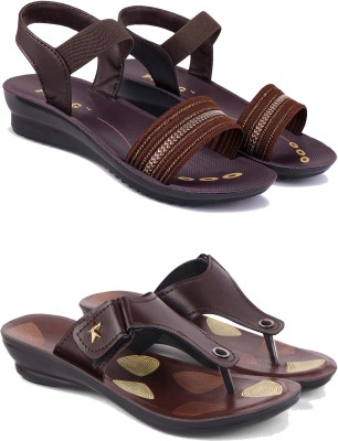 DRACKFOOT Women Flip Flops(Brown , 6)