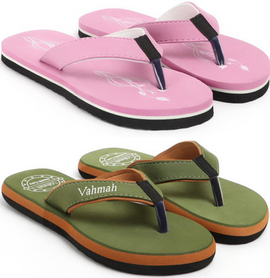 VAHMAH Women Slippers(Pink, Green , 7)