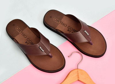 DR STTEP Men Orthopedic Slippers for Men Comfort Fit Soft Cushion Lightweight Flip Flops(Brown , 7)