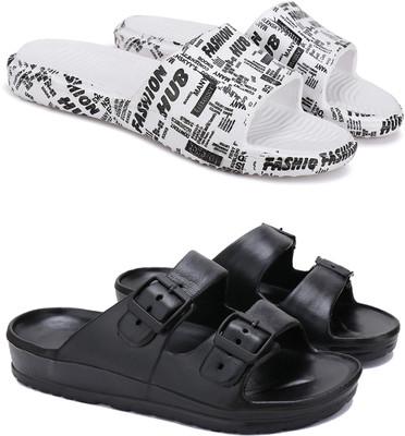 ORICUM Men Slides(Black, White , 7)