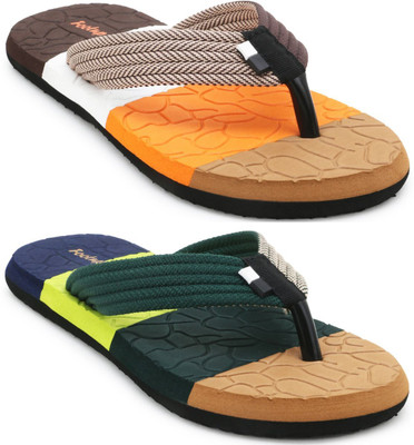 Footup Men Slippers(Brown, Green , 9)