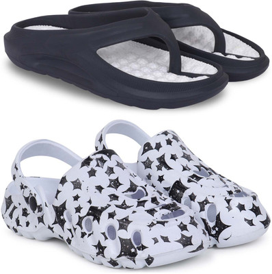 KAPYANSH Men Slippers(Black, White , 10)