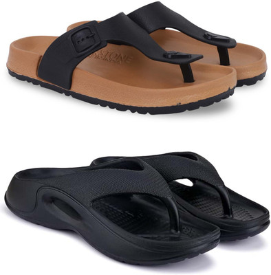 Kapani Fashion Men Slippers(Beige, Black , 8)