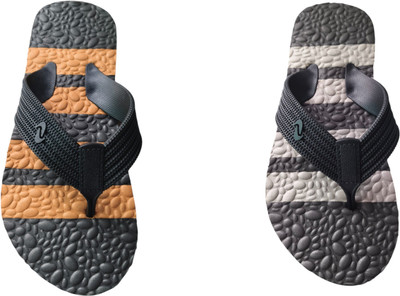 skyflip Men Slides(Brown, Grey, Blue , 8)