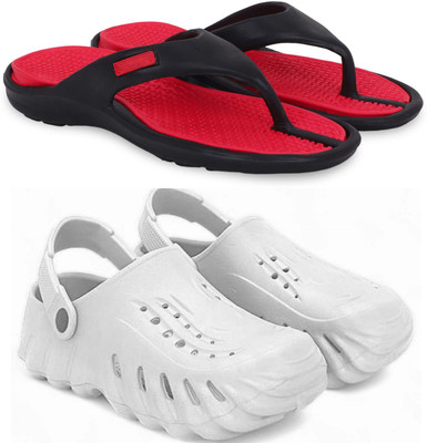 Kapani Fashion Men Slippers(Red, White , 7)