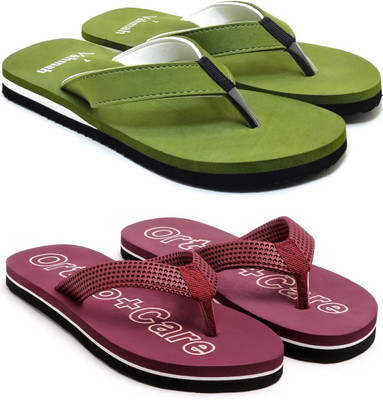 VAHMAH Women Slippers(Green, Maroon , 7)