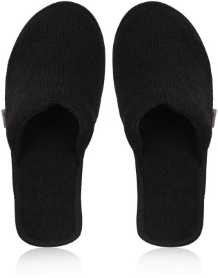 MF Home Footwear Women Women's House Soft Slippers Closed Toe comfortable Sole Bedroom Indoor Home Slippers(Black , 6)