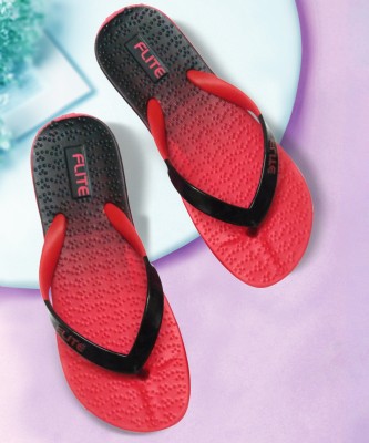 FLITE Women Flip Flops(Red , 4)