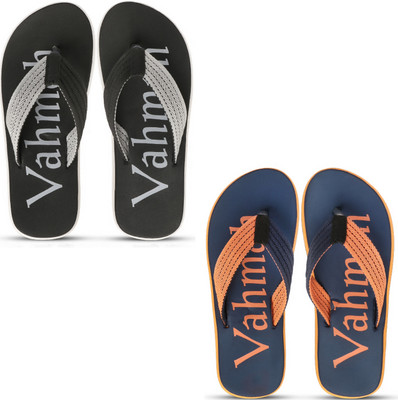 VAHMAH Men Slippers(Grey, Navy , 7)