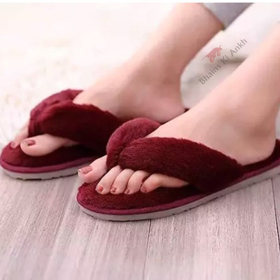 Sale YUG Women Flip Flops(Maroon , 3)