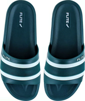 FLITE Men Slides(Green, White , 9)