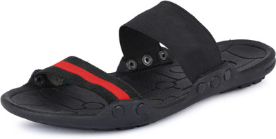 house of common Men Sandals(Black, Red , 7)