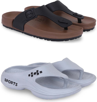 KAPYANSH Men Slippers(Brown, Grey , 9)