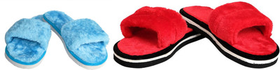 rexizone Women Flip Flops(Red, Blue , 3)