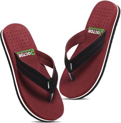 DOCTOR HEALTH Men Extra soft|Soft|Orthopedic|Comfortable|Ultra Soft|Men Slippers Flip Flop Slippers(Maroon , 12)