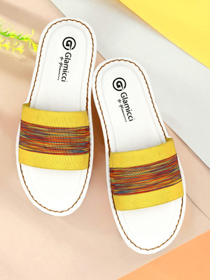 Glamicci Men Slides(Yellow , 6)