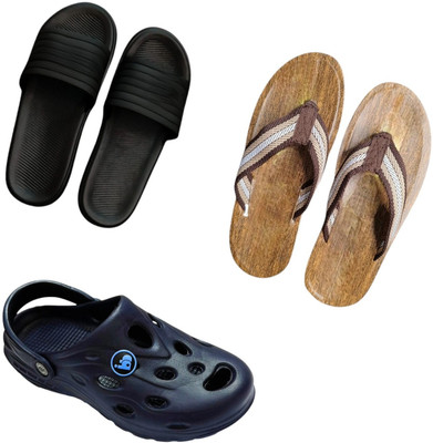 BLIBBERS Men Slippers(Black, Brown, Blue , 9)