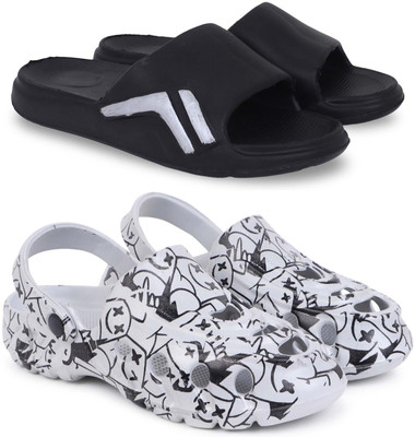 KAPYANSH Men Slippers(Black, Grey , 6)