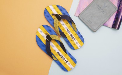 BIG FOX Men Flip Flops(Yellow , 8)