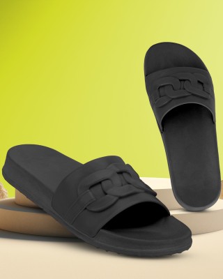 FitFusion Women Slides(Black , 7)