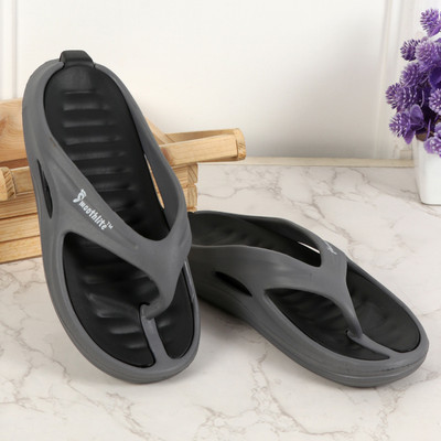 Smoothlite Men Flip Flops(Grey, Black , 8)