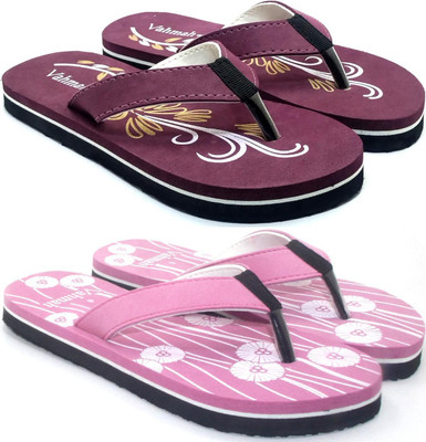 VAHMAH Women Slippers(Maroon, Pink , 7)