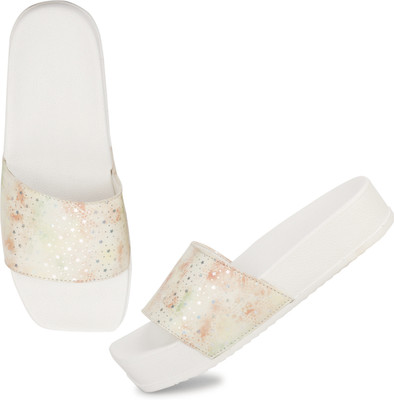 H.M.LADIES Women Slides(White , 7)
