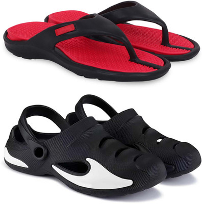 Kapani Fashion Men Slippers(Red, Black , 8)