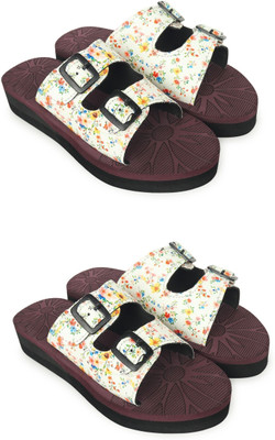 HOC Women Slippers(Maroon, Maroon , 6)
