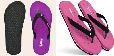 DASHNY Women Flip Flops(Purple, Pink , 7)